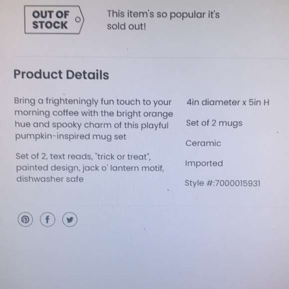 Rae Dunn 2pk Ceramic Trick or Treat Mugs New - Picture 3 of 3